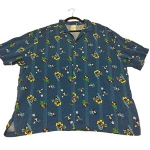 Disney Store blue Mickey Mouse tiki print Hawaiian Shirt XL